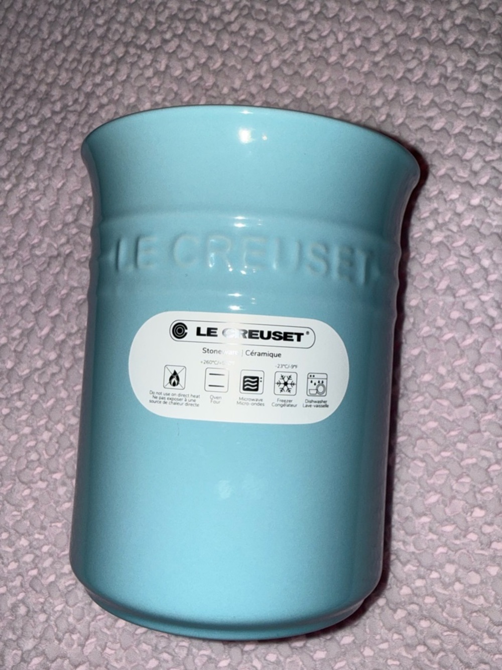 Le Creuset Sky Blue Stoneware Utensil Crock NTW retired color
